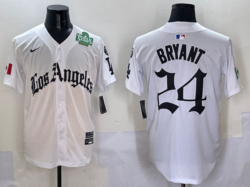 Men Los Angeles Dodgers #24 Bryant White Five generations Joint Name 2025 Nike MLB Jersey style 9->los angeles dodgers->MLB Jersey